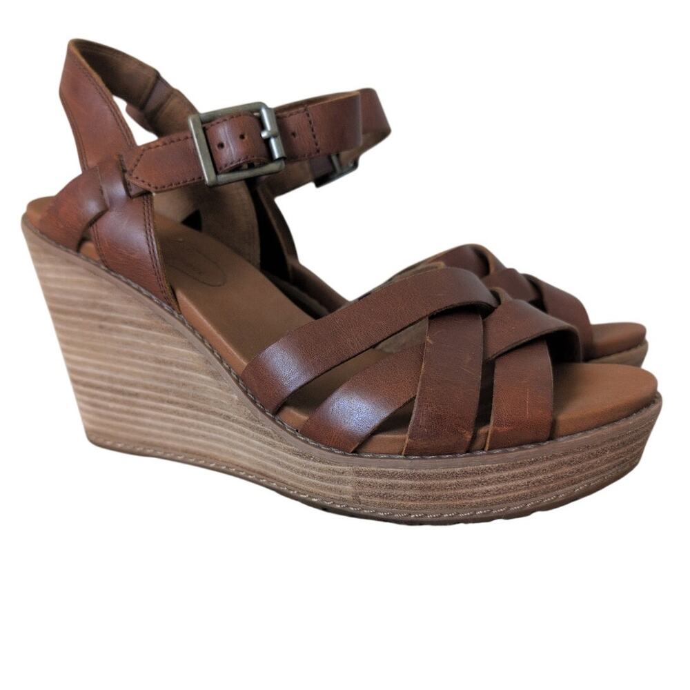 Timberland Danforth Brown Leather Wedge Sandals Size 8 - Picture 2 of 7